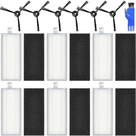 Accessoires pour Lefant M200 M201 M520M M501-A M571 T700 M501 T800 Robot aspirateur Pièce de Rechange, 6 filtres HEPA + 6 brosses latérales (1/5)