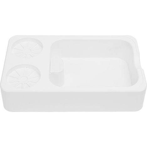Organizzatore multifunzionale in ABS per fondi di caffè, compatibile con portafiltri da 51 mm, 53 mm e 58 mm, con pressino e dispenser. Colore bianco. (1/5)