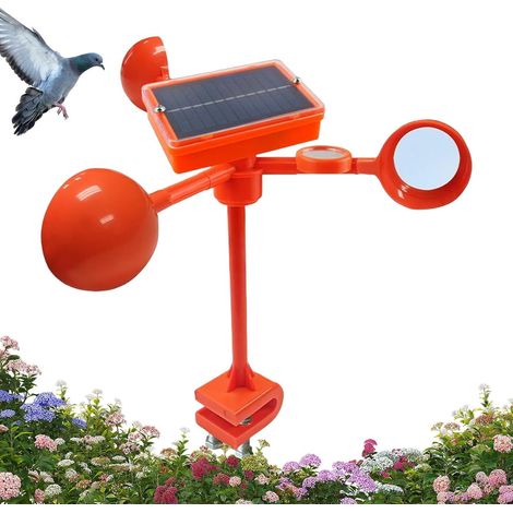 Repelente solar de aves con rotación de 360 grados - Control de aves  Trampa para palomas para almacenes, jardines, granjas, patios, camping y terrazas (1/5)