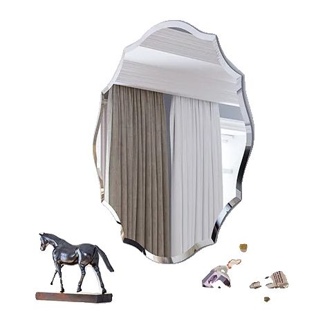 Specchio da parete, design asimmetrico, riflesso ad alta nitidezza, colore argento, 56x71 cm (22x28 pollici) (1/2)