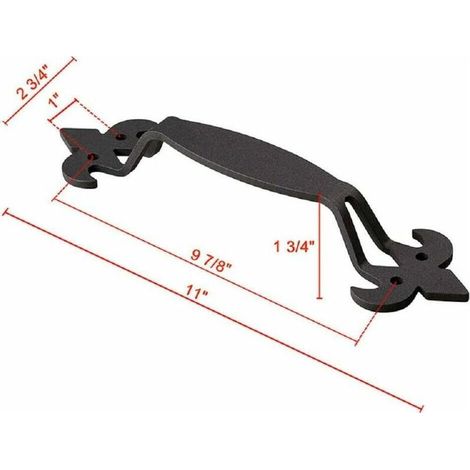 Poignée de porte de grange Poignée de porte en fer noir Poignée de porte coulissante en fonte avec vis (1/4)