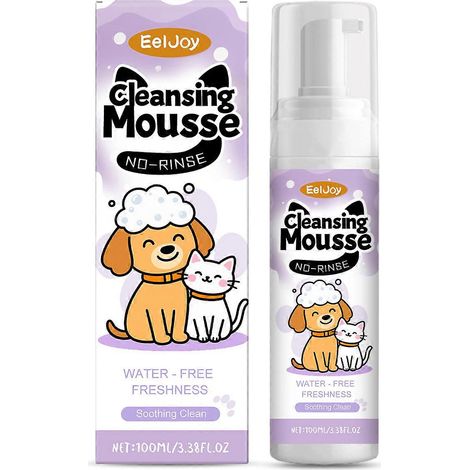 Mousse nettoyante sans rinçage pour animaux de compagnie, déodorante et nettoyante pour poils de chiens et chats, format jetable pratique. (1/4)