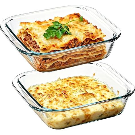 Glass Gratin Dish for Hot Air Fryer, Oven, Microwave Oven, 19.5 x 16.8 x 4.8 cm (1/5)