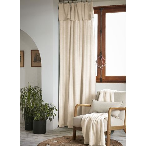 Rideau ajustable 140 x 270 cm – Lyocell Uni Lysandre Pampa + 8 Anneaux Pince (1/5)