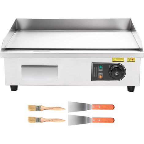 Mophorn Plancha eléctrica de 3200 W, superficie plana de 535 x 300 mm, rango de temperatura ajustable de 50 a 300 °C, parrilla de acero inoxidable para encimera con 4 patas ajustables
