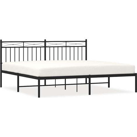 vidaXL Metallbettgestell mit Kopfteil Schwarz 183x213 cm (1/3)