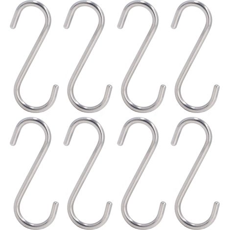 8PCS S Hook Rustproof Stainless Steel S Hooks Heavy Duty Simple Style Overstriking Portable S Kitchen Hook for Bathroom 8 Pack S Hook