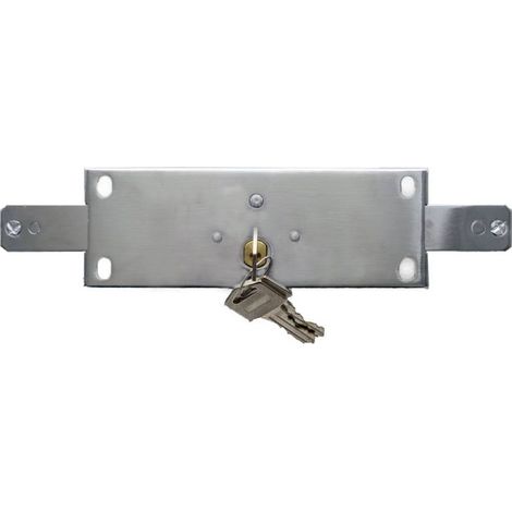 Secury-T – Serrure à rideau métallique avec 3 clés – Cylindre rond – Coffre en acier 157x55mm – Entraxe 138x38mm – Sécurisation renforcée