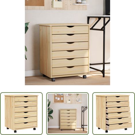 vidaXL Rangement - Cabinet Roulant avec Tiroirs avec roue MOSS Vernis transparent (1/5)