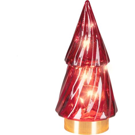 Batt. Micro LED Glasbaum rot 2 Etagen Ø 6 cm H: 12,8 cm ww