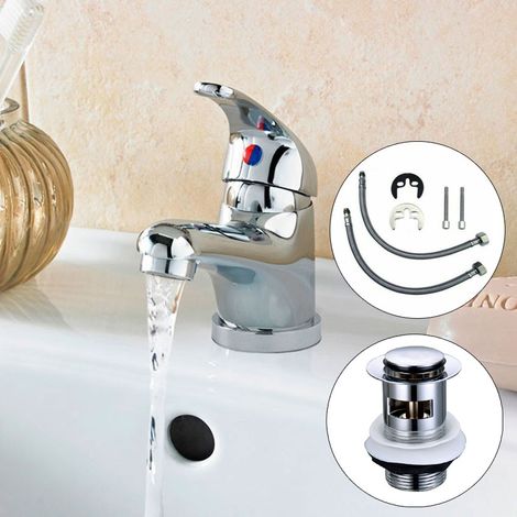 Caravan Mixer Tap Short Spout Chrome Single Lever Static Motorhome Boat + Waste (1/4)