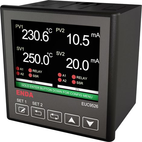 Enda EUC9526-230 PID Universalregler B, E, J, K, L, N, R, S, T, U, Pt100, NTC Relais 2 A, SSR (B x