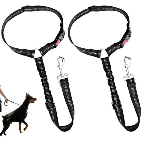 2PCS Ceinture Chien Voiture avec Absorption des Chocs, Ceinture pour Chien Voiture et Laisse Voiture pour Chien, Système Anti-Choc Universel Durable (1/5)