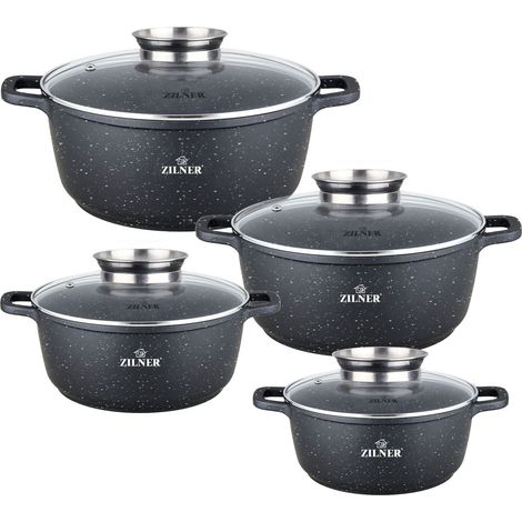 Set di 4 vasi con rivestimento effetto marmo, misure 16, 20, 24 e 28 cm, modello Zilner ZL-8900. (1/5)
