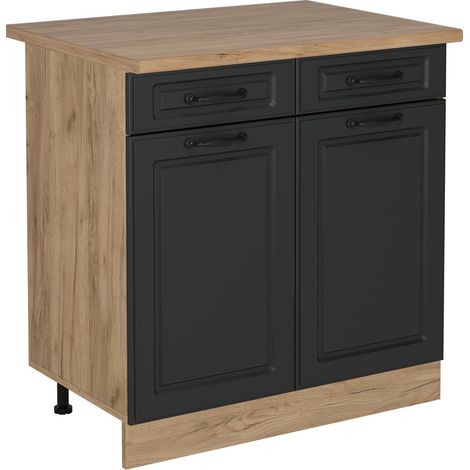 Meuble cuisine R-Line, Anthracite campagne, 80cm , PT Chêne, Vicco