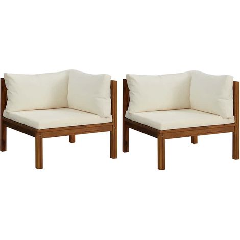 Maison Exclusive - Divani Angolari 2 pz con Cuscini Bianco Crema Massello Acacia