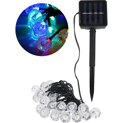 Guirlande lumineuse solaire de Noël à 30 LED, guirlande de 6 mètres avec boules de cristal LED, guirlande lumineuse de Noël LED, boules de cristal lumineuses, guirlande décorative pour jardin, allée e (1/5)