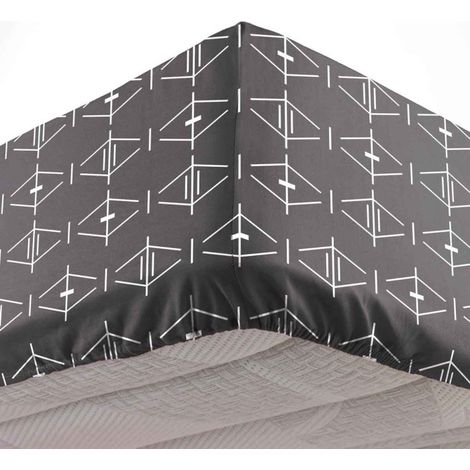 Drap Housse en Coton "Aristide" 140x190cm Anthracite (1/4)