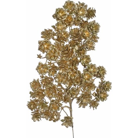Zweig mit Tannenzapfen 36cm gold B-02241
