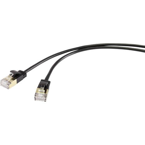 Renkforce RF-4538188 RJ45 Câble réseau, câble patch CAT 8.1 F/FTP 1.00 m noir extrêmement fin, conta