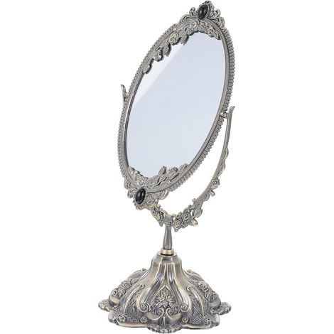 Miroir De Maquillage Rétro Double-Sided avec Support Rotatif pour Coiffeuse Et Bureau Décor Élégant pour Chambre Et Mariage Antique (1/5)
