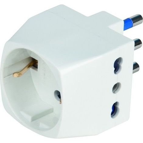 ADATTATORE TRIPLO BIVALENTE 2P+T SPINA SCHUKO - 16A+T