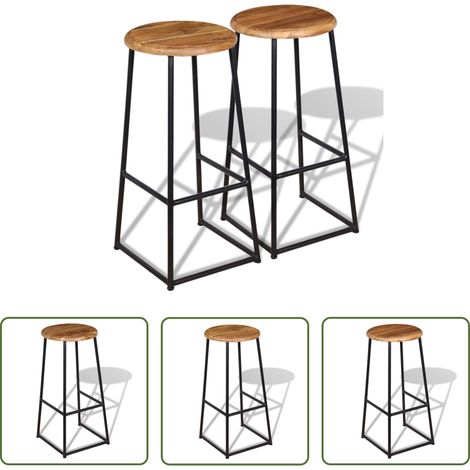 Bois de teck -  Tabourets de bar lot de 2 bois de teck massif (1/5)