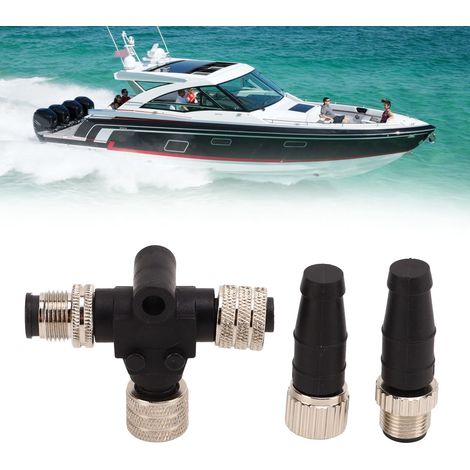 T-Adapter für Marinezubehör NMEA 2000 + Abschlusswiderstand (Stecker + Buchse) M12 5-poliger Metallstecker (1/5)
