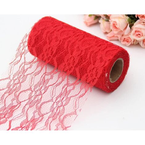 Spitzen-Tischläufer Rot 30cmx22m für Hochzeiten, Geburtstage, Weihnachten