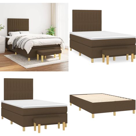 Boxspringbett mit Matratze Dunkelbraun 120x200 cm Stoff - Boxspringbett - Doppelbett - Bettenrahmen - Matratze - Betttisch - Home & Living (1/5)