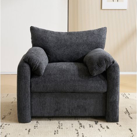 Poltrona 96x82x84 cm grigio in chenille con seduta ampia e imbottitura ad alta elasticità (1/5)