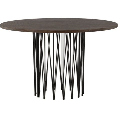 Table à Manger Ronde Design "Stone" 120cm Marron (1/5)