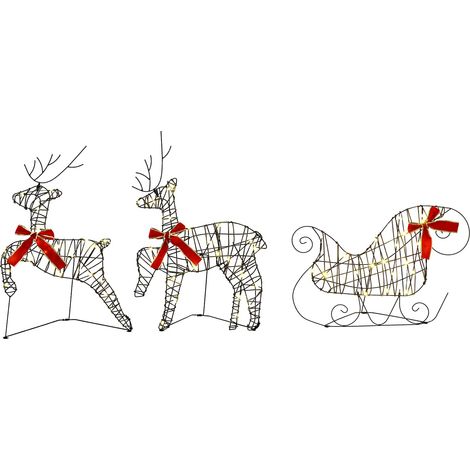 Reno de Navidad con trineo 3 uds. 60 LED Blanco Cálido vidaXL (1/5)