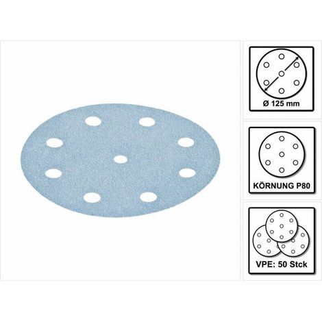 [NEUWERTIG] B-Ware Festool Schleifscheibe Granat P80 125mm Schleifmittel 50 Stück 497167 (1/2)