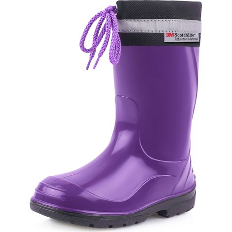 Ladeheid Bottes de Pluie Mixte Enfant Bottes en Caoutchouc Resistantes à l'eau pour Fille et Garçon Chaussures Imperméables LA-972 (Violet/Noir, 25 EU)