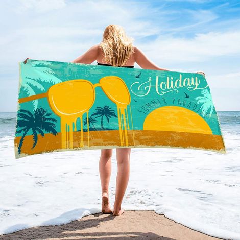 Serviette De Plage - Microfibre Légère 150 x 75 cm - Absorbante Rapide Séchage Sans Sable - Pour Plage Piscine Camping Voyage Yoga - 1 Pièce (1/4)