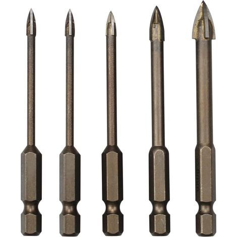 Set of 5 Triangle Drill Bits, Carbide Tile Drill Bits, Efficient Universal Drilling Tool for Glass, Tile, Concrete, Marble and Ceramic (3/4/5/6/8mm) (1/5)