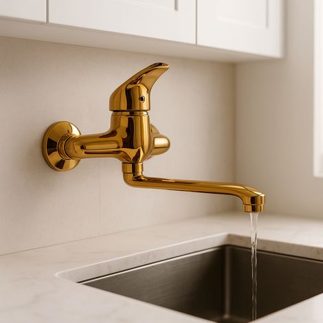 Rubinetto Cucina Dorato Girevole 360° Miscelatore Monocomando (1/5)