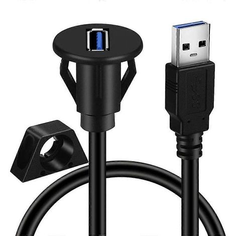 Câble d'extension USB 3.0 haute vitesse mâle-femelle pour montage encastré sur tableau de bord (1/3)