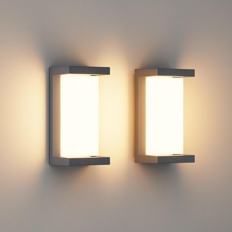 Applique murale d'extérieur LED 18 W (2 pièces), 3000 K, étanche IP65, rectangulaire et moderne, idéale pour l'intérieur, l'extérieur, le jardin et autres espaces. Noire [Classe énergétique A] (1/5)