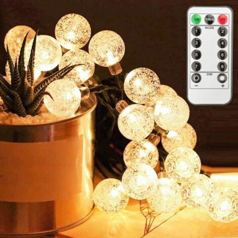 Guirlande Lumineuse 5M 50 Ampoules 8 Modes avec télécommande- Guirlande lumineuse LED à Piles Petites Boules Chaud Décoration Romantique (1/5)