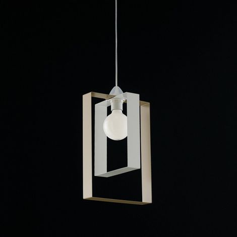 Lustre suspension moderne en fer blanc taupe 25x h.40 cm