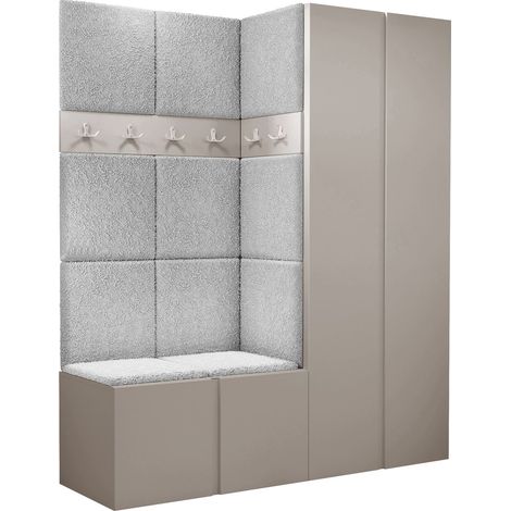 Conjunto para recibidor Pinis III, Abriamo 6, 186x158x46cm, Aglomerado laminado, Tapiz, Colocada, Montada en la pared