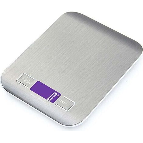 UlisemBalance de cuisine électronique 5 kg/1 g Balance numérique en acier inoxydable avec écran LCD et fonction tare, balance avec 4 unités de mesure, pesée des aliments pour la cuisson, la pâtisserie