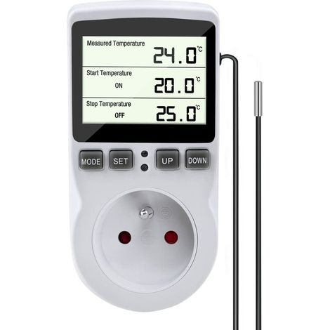 VURAHOME -Prise Thermostat, Prise Minuteur Digital, Prise Programmable Digitale avec Sonde, Minuterie Numérique Programmable, Prise Thermostat chauffage pour Serre, Aquarium， (1/5)