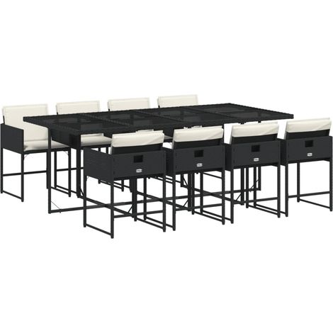 Maison Exclusive - Set da Pranzo da Giardino 9 pz con Cuscini Nero in Polyrattan
