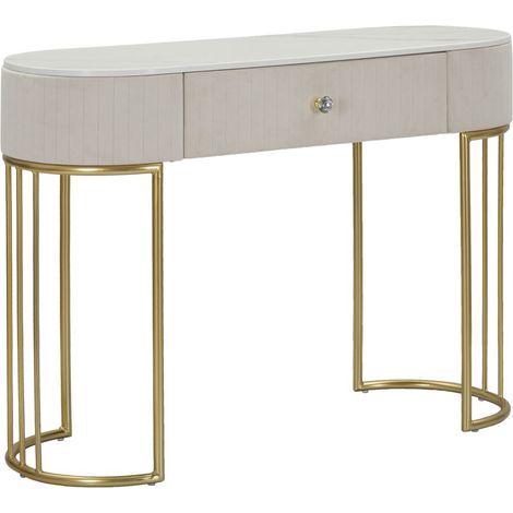 Console Montpellier crema in legno, ferro e tessuto — 100x40x75 cm (1/5)