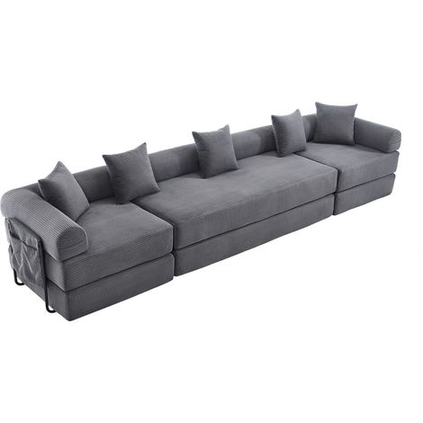 Modulares Familiensofa aus Chenille in Dunkelgrau mit Seitentasche und Schaumstoffpolsterung (1/5)
