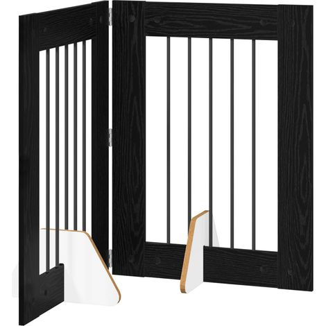 Foldable Dog Gate with Stands 2 pcs Black Oak 120.5 cm vidaXL