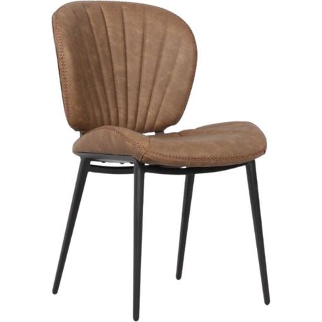 Chaise vintage gris tourterelle avec pieds en métal noir - Elice (1/5)